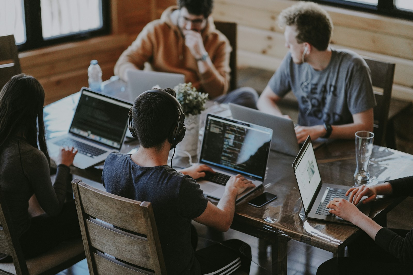 Team meeting in modern collaborative workspace
