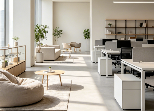 Professional office desk setup with computer